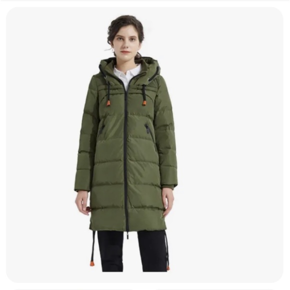 Orolay Women's Stylish Thickened Down Jacket Hooded Coat, Army Green, M - Picture 3 of 3